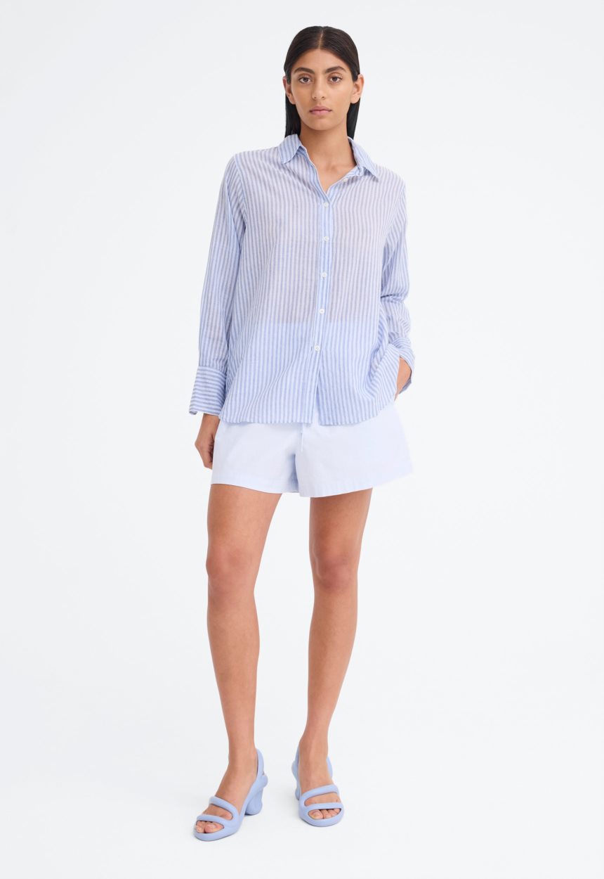 Jac + Jack Yeats Shirt - Four Stripe in Denim Blue